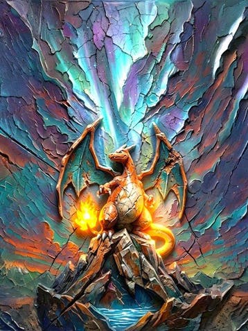 Makayhos - [Canvas] Charizard – Aurora Pyre, Nieuw