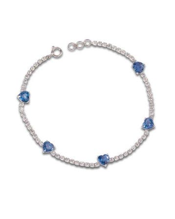 Tennis armband - 14 karaat Witgoud - 5.20ct. tw. Saffier -