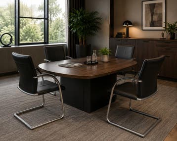 Ahrend 350 vergaderstoel, lederen bekleding, zwart-alu, Huis en Inrichting, Stoelen, Ophalen of Verzenden, Gebruikt, Zwart