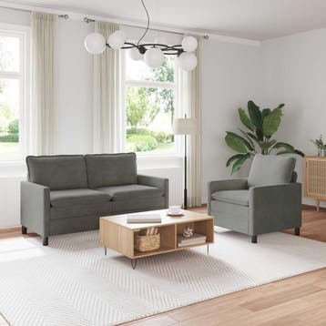 vidaXL Bankstel 2 st Lichtgrijs Stof, Verzenden, Nieuw, Stof, Minder dan 150 cm