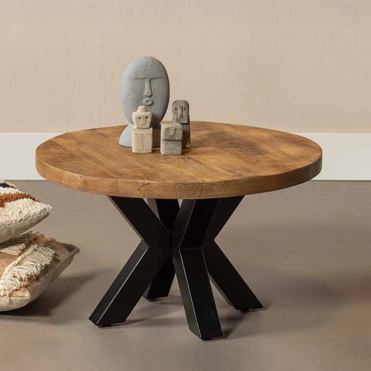 Salontafel Mangohout Rond Tara 70 cm, Huis en Inrichting, Tafels | Salontafels, Nieuw, Overige houtsoorten, Rond, Verzenden