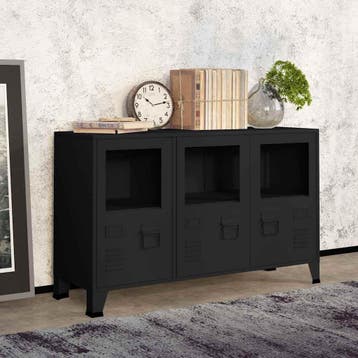 vidaXL Dressoir industrieel 105x35x62 cm metaal en glas, Huis en Inrichting, 100 tot 150 cm, Verzenden, Nieuw, Metaal