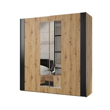 Kledingkast Siena - Naturel - 2-Deurs incl. Spiegel, Huis en Inrichting, Kasten | Kledingkasten, Verzenden, Nieuw