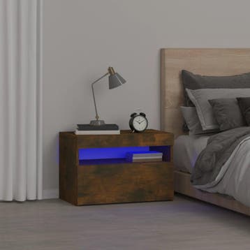 vidaXL Nachtkastje met LED-verlichting 60x35x40 cm gerookt, Minder dan 45 cm, Verzenden, Nieuw, Minder dan 55 cm