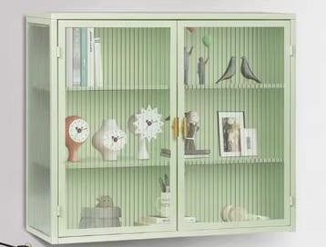 Wandkast met Deuren – Glas & IJzer, 3 Planken, Modern Design, Verzenden, Nieuw