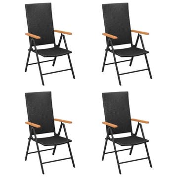 Terrasstoelen 4 stuks | Retourdeal | 41% Voordeel, Ophalen of Verzenden, Zo goed als nieuw, Rotan, Verstelbaar