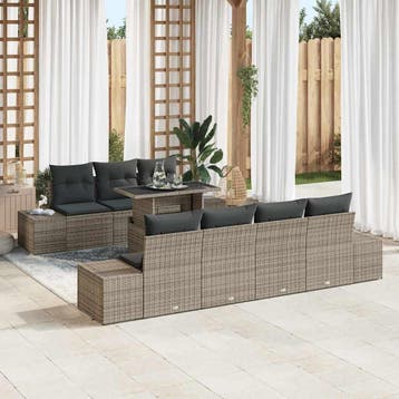vidaXL Bankstel 8 st Grijs poly rattan, Verzenden, Nieuw, Rotan, 8 zitplaatsen