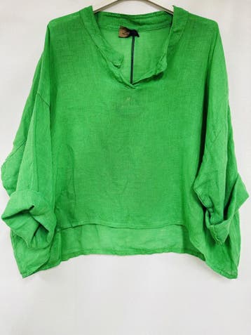Mooi linnen korte - cropped top - v-hals hals - kraagje -, Nieuw