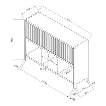 Dressoir Lukkodso walnootkleurig 110x30x77 cm [en.casa], Verzenden, Nieuw