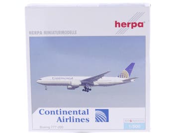 Schaal 1:500 Herpa 506489 Continental Airlines Boeing 777..., Ophalen of Verzenden, Zo goed als nieuw