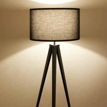 Staande lamp Lunaris, textielkap, driepootsframe - zwart, Verzenden, Nieuw
