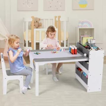 2-in-1 Kindertafel met Stoelen en Opbergplanken, Verzenden, Nieuw