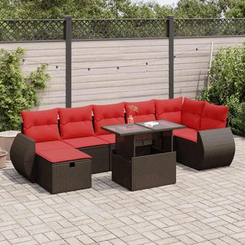 vidaXL 8-delige Loungeset met kussens poly rattan acacia, Verzenden, Nieuw, Loungeset