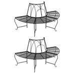 vidaXL Boombanken 2 st halfrond Ø159 cm staal zwart, Tuin en Terras, Tuinbanken, Verzenden, Nieuw, Metaal