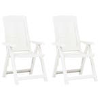 vidaXL Tuinstoelen 2 st verstelbaar kunststof wit, Verzenden, Nieuw, Kunststof