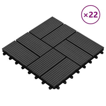 vidaXL 22 st Terrastegels 30x30 cm 2 m² HKC zwart, Verzenden, Nieuw