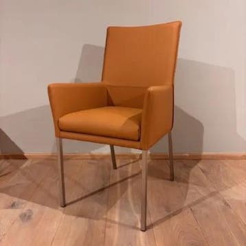 Leren eetkamerstoel Royal, Toledo Sabbia (lichtcognac),, Huis en Inrichting, Stoelen, Nieuw, Leer, Ophalen of Verzenden, Eén