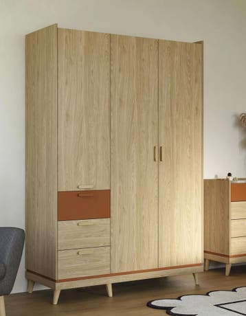 Kledingkast Skagen - Eiken - 3-Deurs met Lades, Verzenden, Nieuw