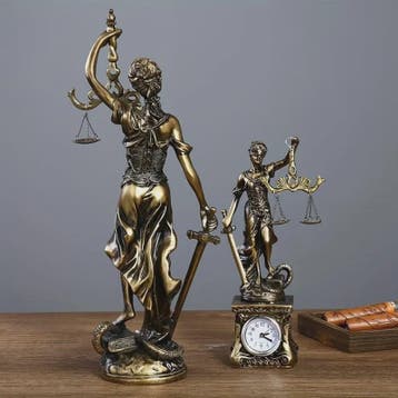 Retro Koperkleurige Vrouwe Justitia Beeldje - Decoratie voor, Verzenden, Nieuw in verpakking