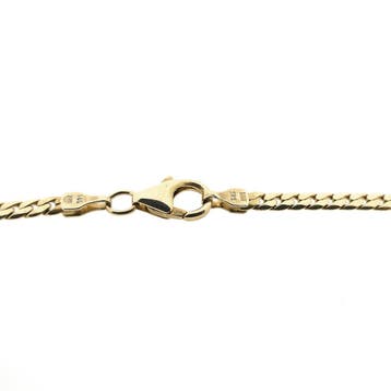 Gouden platte gourmetschakel ketting, Sieraden, Tassen en Uiterlijk, Kettingen, Ophalen of Verzenden, Gebruikt, Goud, Goud
