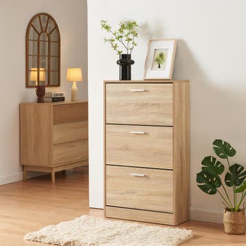 Schoenenkast Sykkylven 3 kleppen sonoma eiken 103x60x24 cm [, Verzenden, Nieuw