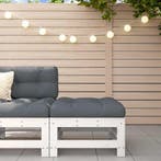 vidaXL Tuinvoetenbank met kussen massief grenenhout wit, Tuin en Terras, Tuinsets en Loungesets, Verzenden, Nieuw