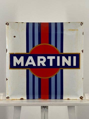 Martini - Emaille bord - 45x45 cm - Gemaakt van een dikke