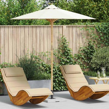 vidaXL Tuinparasol Crème Wit Ø 217 x 230 cm Bamboe, Verzenden, Nieuw, 2 tot 3 meter
