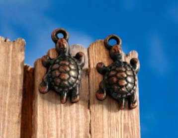4 x Metalen bedel schildpad 20 mm rood koperkleur (Bedels), Ophalen of Verzenden, Nieuw, Bedel