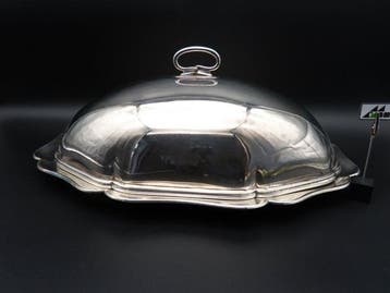 Schaal (2) - Serveerschotel met verwarmingsdeksel (cloche) -, Antiek en Kunst