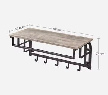 Kapstok met Plank en 5 Haken – Wandgarderobe – Nieuw, Wandkapstok, Verzenden, Nieuw, Minder dan 100 cm