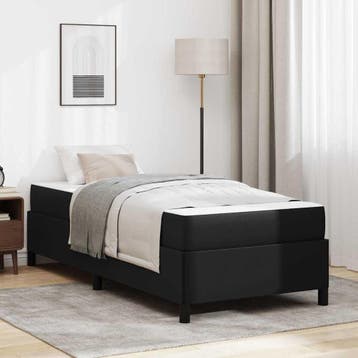 vidaXL Bedframe met matras Zwart 80 x 200 cm Stof, Verzenden, Nieuw, Zwart, Stof