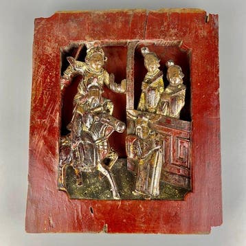 Antiek Raam - 1750-1800 - Houten paneel met snijwerk