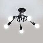 Zwarte Spoetnik Kroonluchter 5-Lichts E27, Huis en Inrichting, Lampen | Kroonluchters, Verzenden, Nieuw