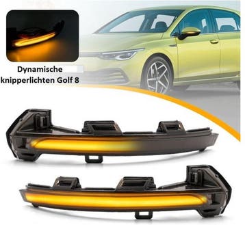 Dynamisch knipperlicht ZWART in spiegel voor VW Golf 8, Auto-onderdelen, Nieuw