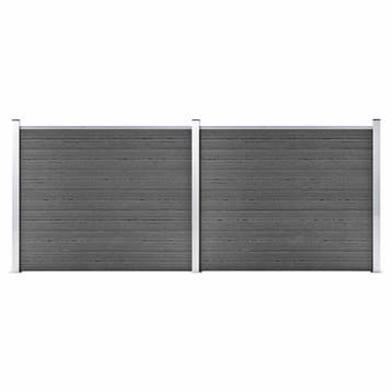 vidaXL Schuttingpanelenset 353x146 cm HKC zwart, Verzenden, Nieuw, Kunststof, 1 tot 2 meter