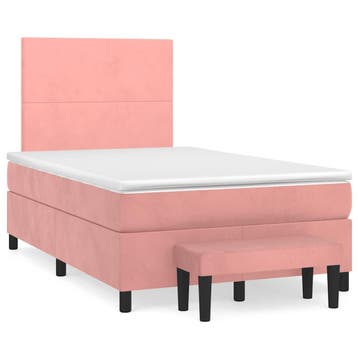 vidaXL Boxspring met matras fluweel roze 120x190 cm, Verzenden, Nieuw, 190 cm of minder, Twijfelaar