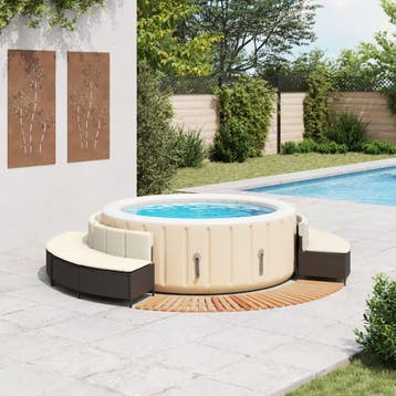 vidaXL Hottub-ombouw poly rattan en massief acaciahout zwart, Verzenden, Nieuw