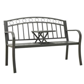 vidaXL Tuinbank met tafel 120 cm staal grijs, Verzenden, Nieuw, Metaal