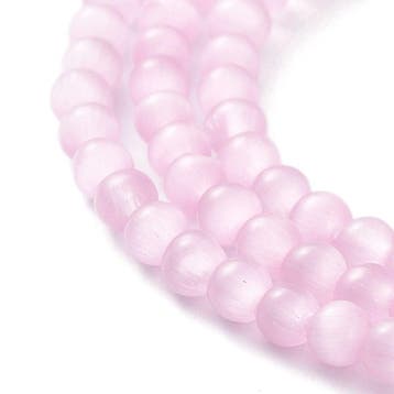 20 x Cateye glaskralen rond roze 4 mm gat 1mm, Ophalen of Verzenden, Nieuw, Kraal
