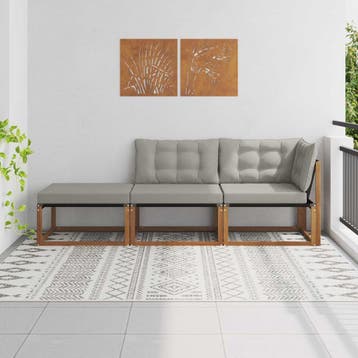 vidaXL 3 st Buiten bankenset Massief Acaciahout Naturel en, Tuin en Terras, Tuinsets en Loungesets, Verzenden, Nieuw, 3 zitplaatsen