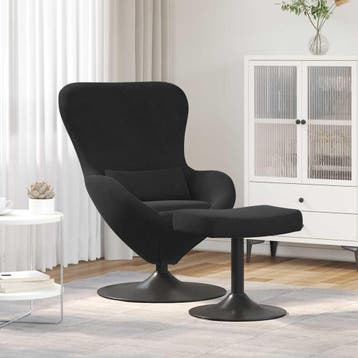 vidaXL Egg Chair met Voetsteun Zwart Fluweel, Verzenden, Nieuw