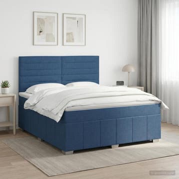 vidaXL Boxspringbed met matras met hoofdeinde Blauw 140 x, Verzenden, Nieuw, Tweepersoons, Blauw
