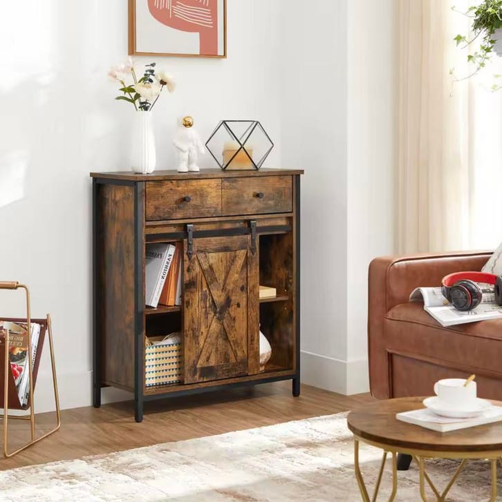 Nieuwe Dressoir Vintage Bruin - Boerderijstijl Dressoirkast, Huis en Inrichting, Kasten | Dressoirs, Nieuw, Met deur(en), Met plank(en)