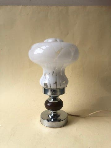 Tafellamp - Opaline glas - ruimtevaarttijdperk vintage
