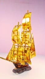 Baltisch amber Handgemaakte mozaïek - zeilboot - zeilboot -