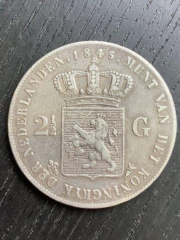 Nederland. Willem II. 2 1/2 Gulden 1845 Streepje tussen