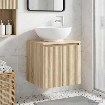 vidaXL Wandgemonteerde wastafelmeubel Sonoma Eiken 49,5 x, Verzenden, Nieuw