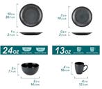 16-delige Zwart Reliëf Keramische Serviesset - Luxe Servies, Verzenden, Nieuw, Keramiek, Compleet servies