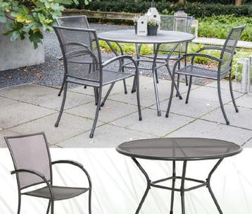 Ronde tuintafel 105 cm gepoedercoat staal - tafel metaal, Ophalen of Verzenden, Nieuw, Overige materialen, Eettafel